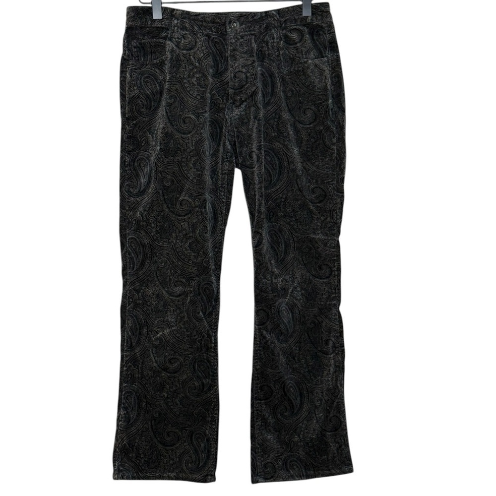 GAP Boot Cut Stretch Velvet Paisley Print Jeans 4a Black - Picture 7 of 8